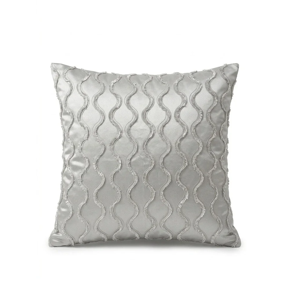 Isabella Collection Kathy Fielder Silver Wavy Ruffle Throw Pillow Cover 26x26